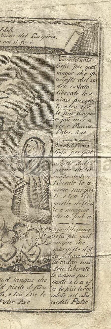 Stampa Anime Del Purgatorio, Crocifissione, Napoli, XVIII XIX Secolo