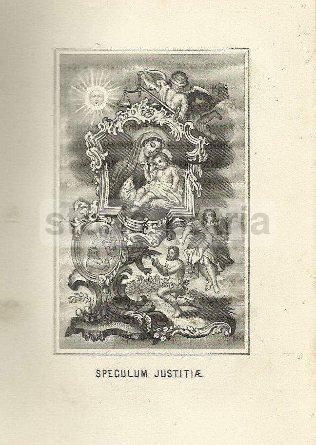 Incisione Madonna Con Bambino, Allegoria Della Giustizia, 1880