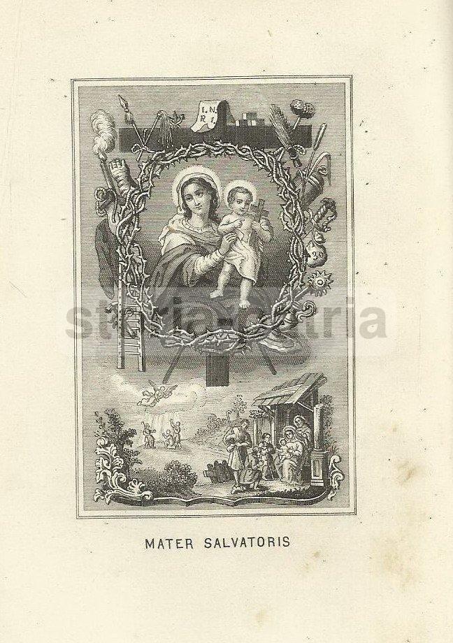 Incisione Antica Madonna Con Bambino Mater Salvatoris, 1880 Circa