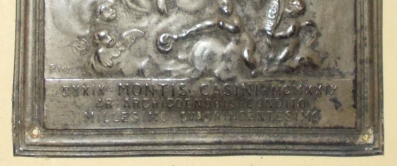 Placchetta San Benedetto Montecassino 1929 Metallo Argentato