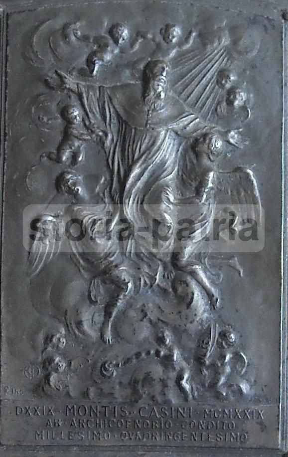 Placchetta San Benedetto Montecassino 1929 Metallo Argentato