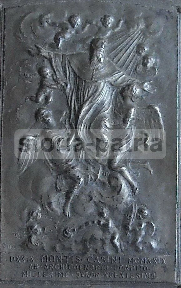 Placchetta San Benedetto Montecassino 1929 Metallo Argentato