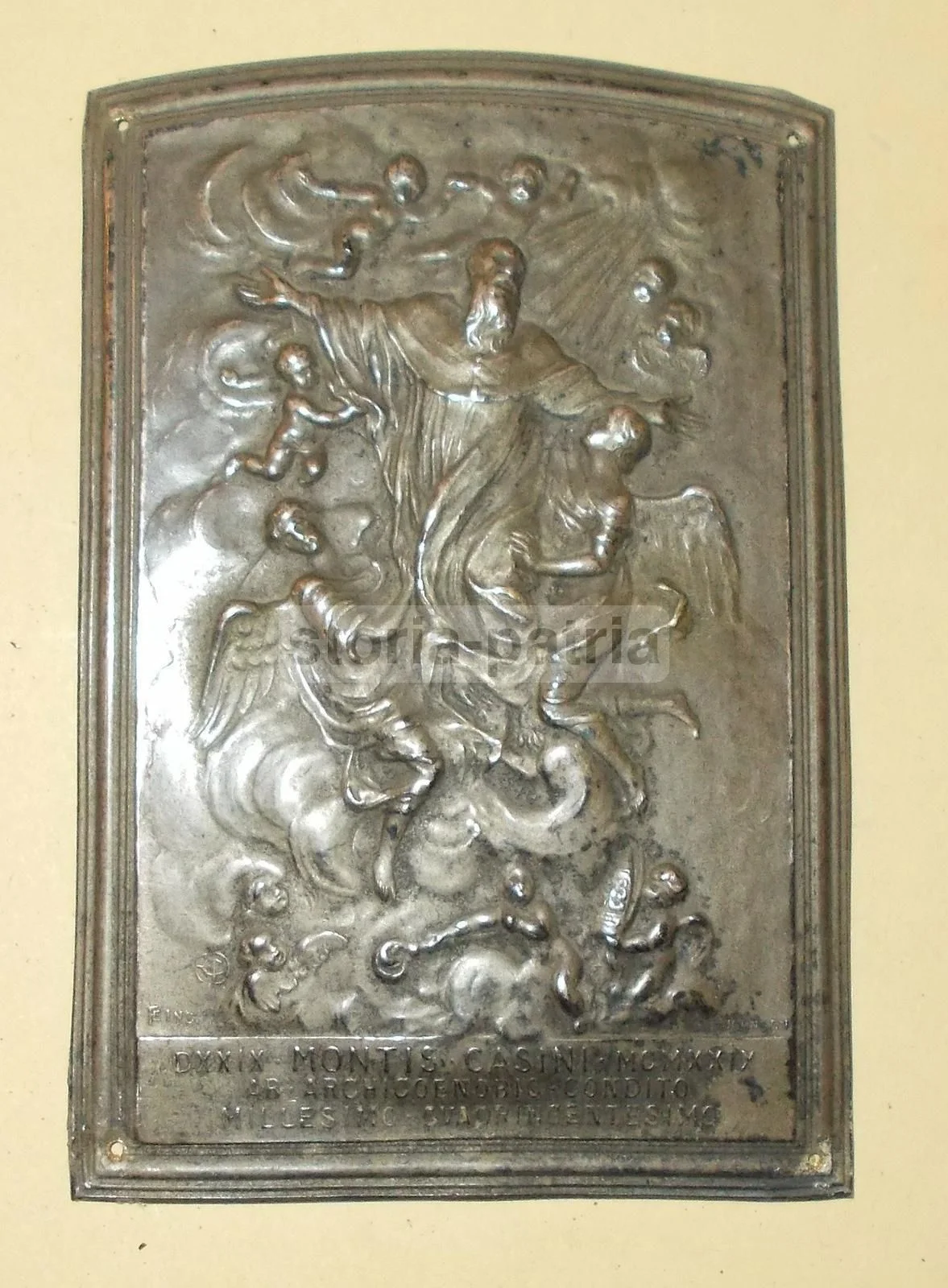 Placchetta San Benedetto Montecassino 1929 Metallo Argentato