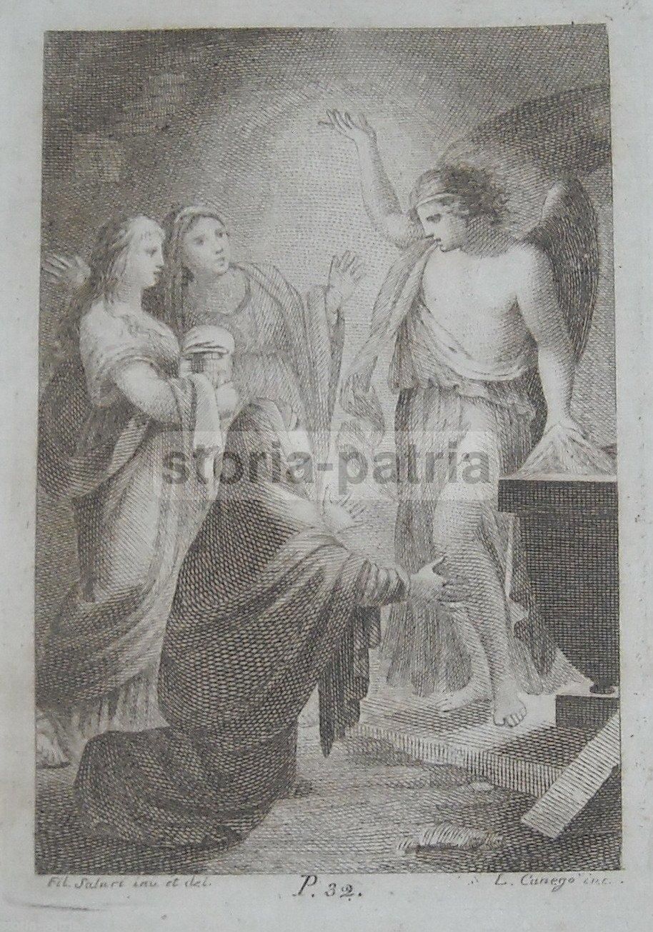 Incisione Dell'Annunciazione, Produzione Devozionale Napoletana, Filippo Salari E L. Cunego, 1816 Circa