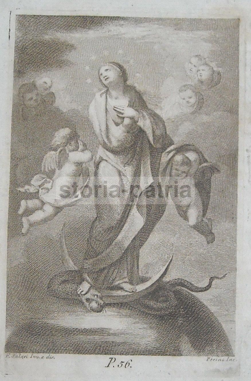 Immacolata Concezione, Incisione Napoletana 1816 Salari Perini