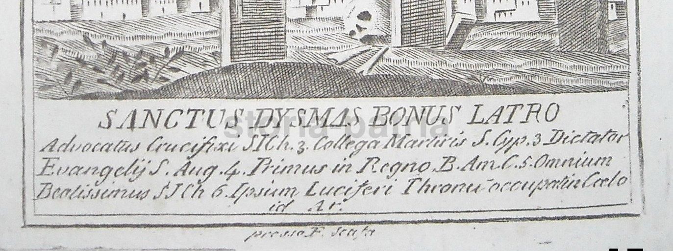 Stampa Devozionale Napoletana Crocifissione F. Scafa 1800