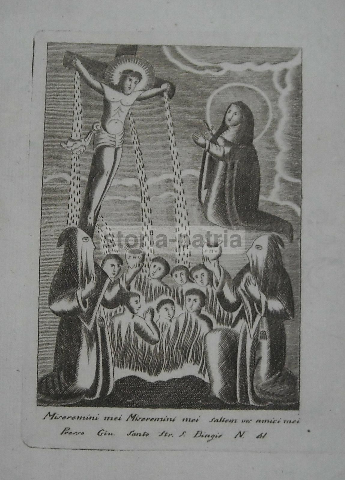 Stampa Devozionale Napoletana: Crocifissione Di Cristo, Santo Giuseppe