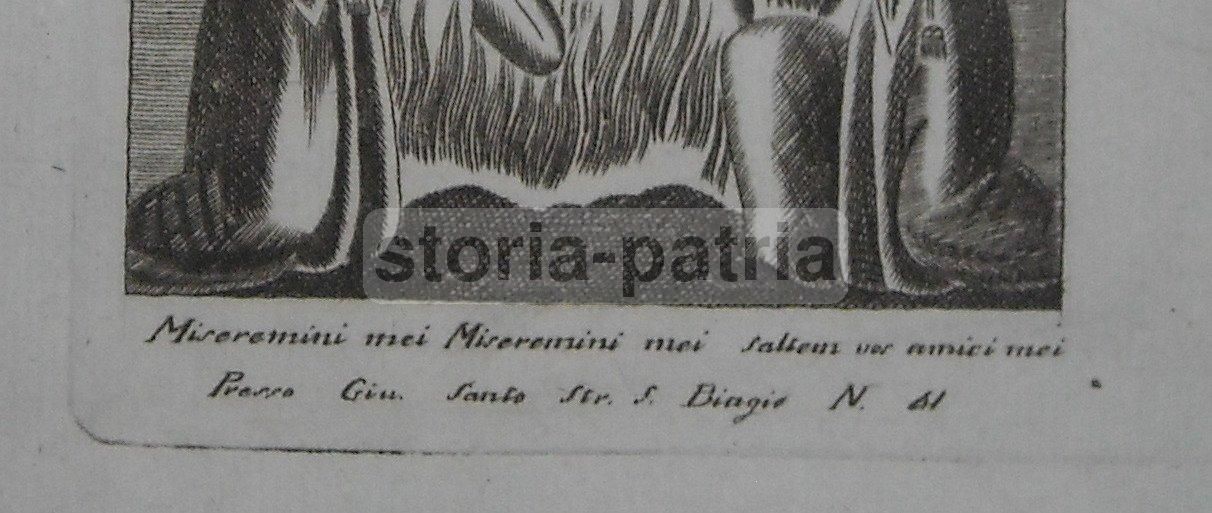 Stampa Devozionale Napoletana: Crocifissione Di Cristo, Santo Giuseppe
