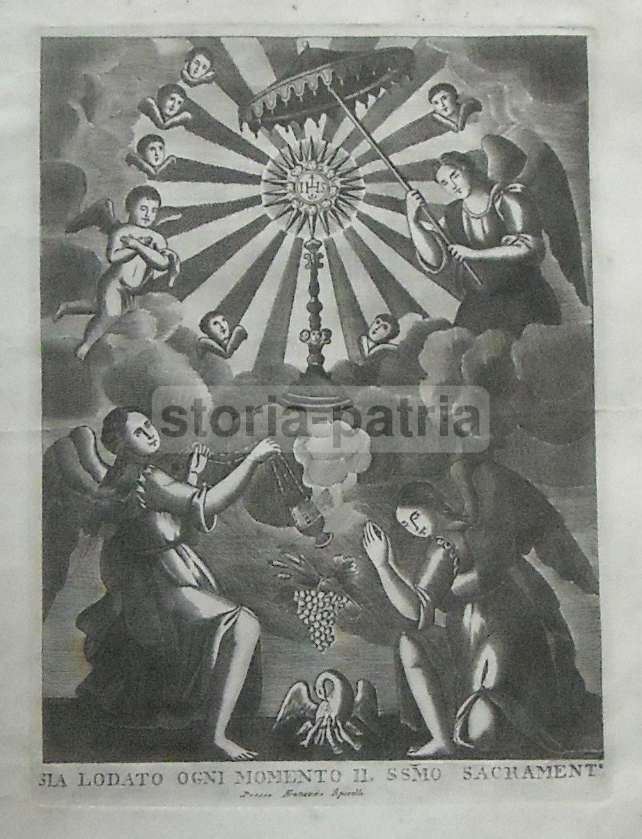 Stampa Devozionale Napoletana Del SS. Sacramento, Francesco Apicella, Fine XVIII Secolo