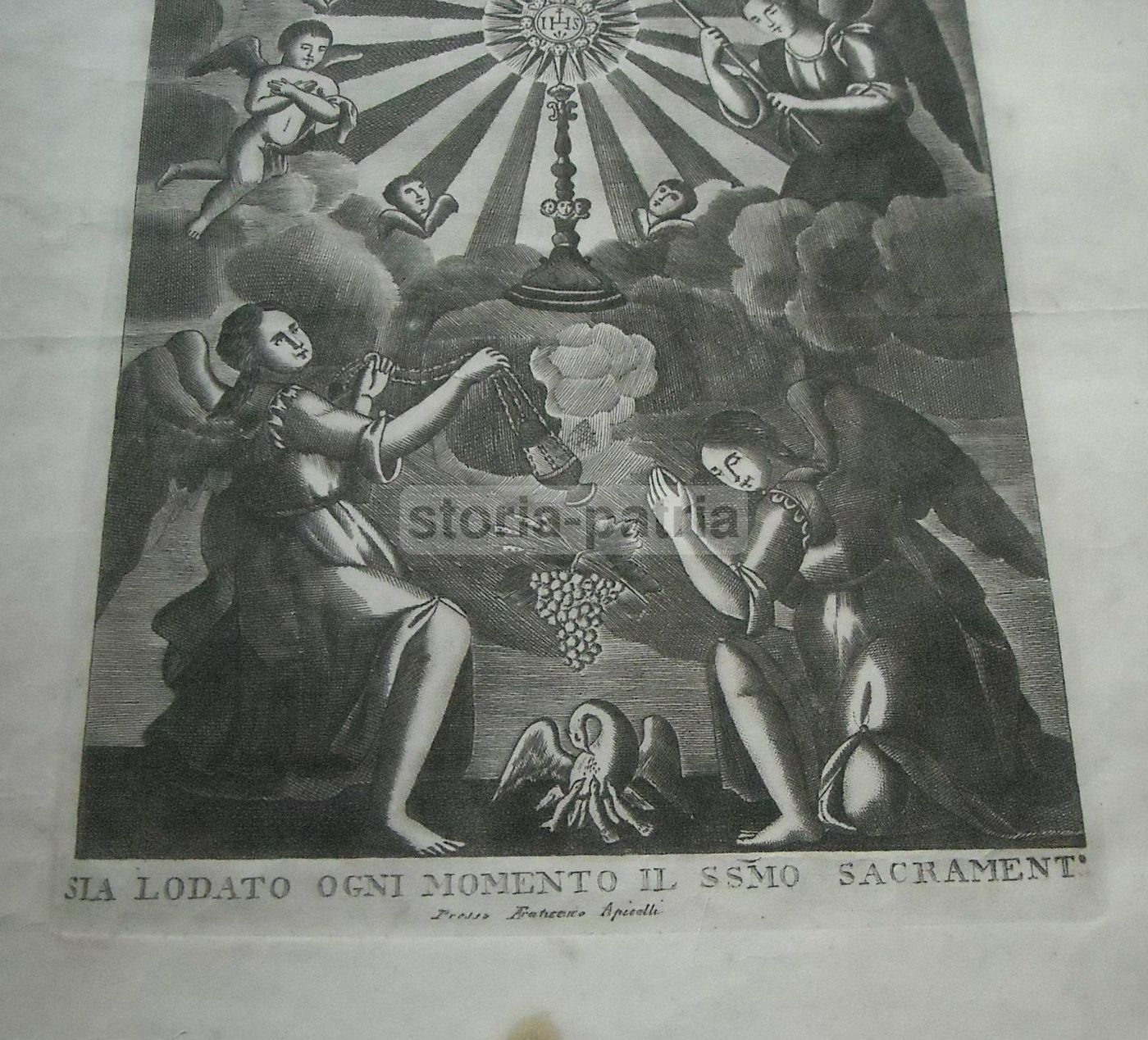 Stampa Devozionale Napoletana Del SS. Sacramento, Francesco Apicella, Fine XVIII Secolo