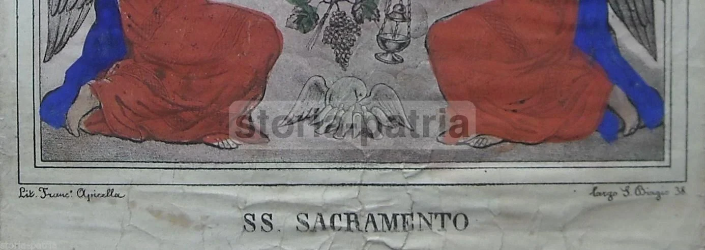 Stampa Devozionale Napoletana Ss. Sacramento, Francesco Apicella, Xix Secolo