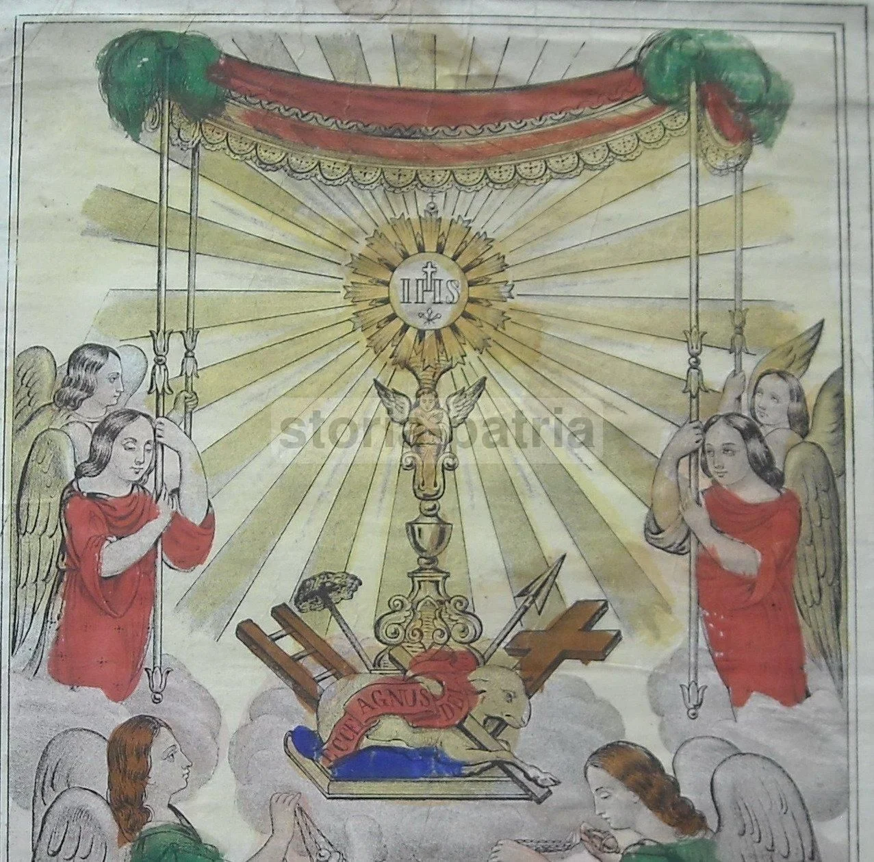Stampa Devozionale Napoletana Ss. Sacramento, Francesco Apicella, Xix Secolo
