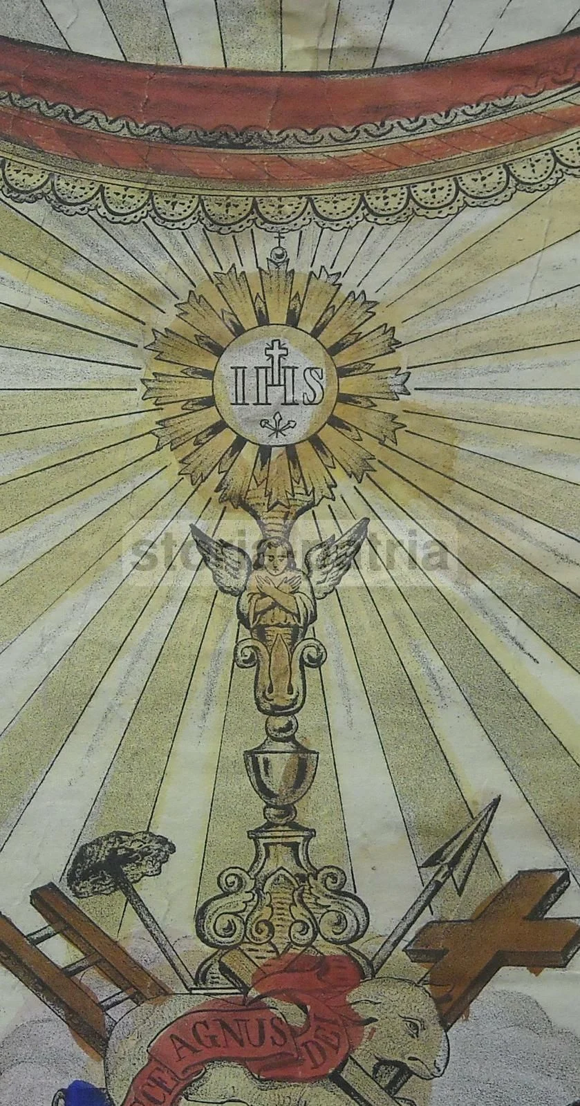 Stampa Devozionale Napoletana Ss. Sacramento, Francesco Apicella, Xix Secolo