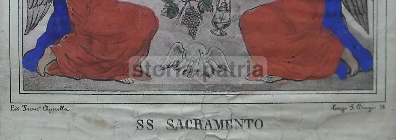 Stampa Devozionale Napoletana Ss. Sacramento, Francesco Apicella, Xix Secolo