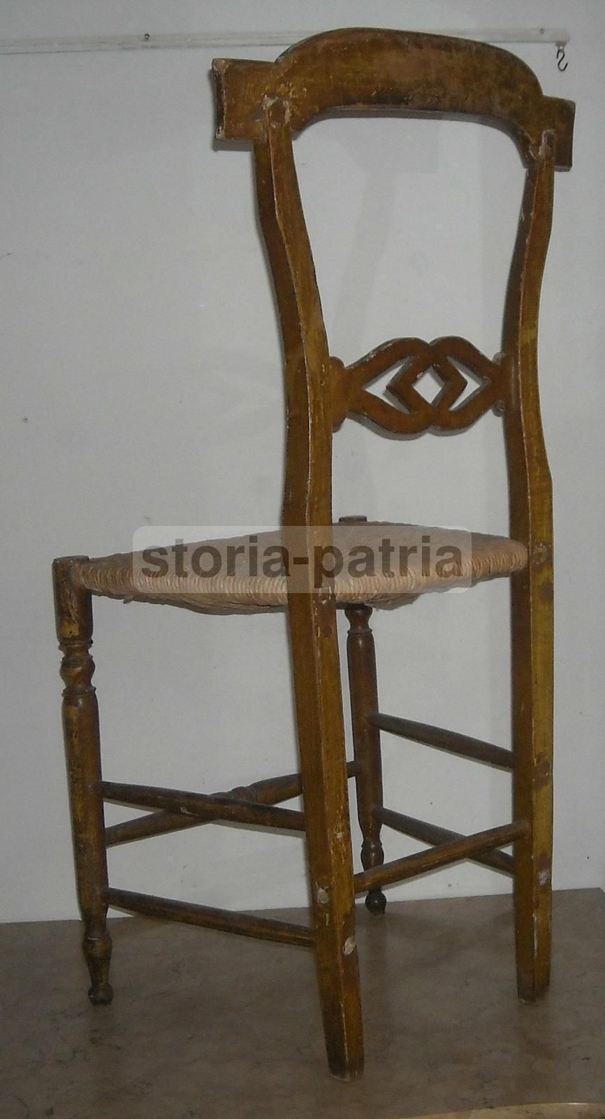 Sedia Impagliata Dipinta Del XIX Secolo In Stile Meridionale