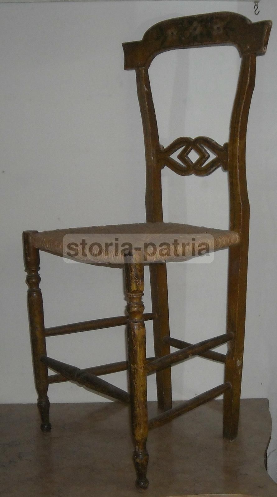 Sedia Impagliata Dipinta Del XIX Secolo In Stile Meridionale