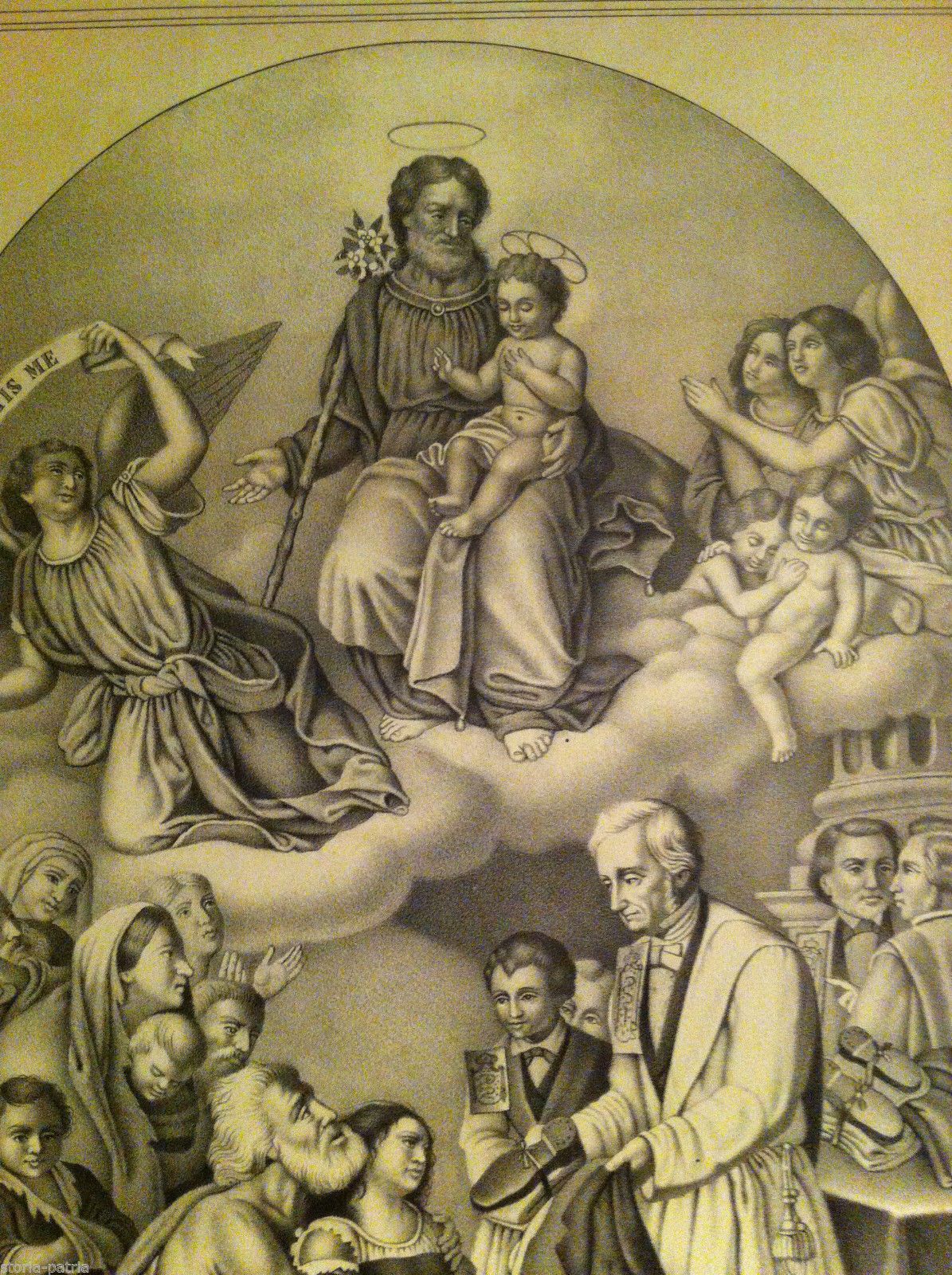 Stampa Devozionale Antica Opera Di Vestire I Nudi, Napoli, 1850