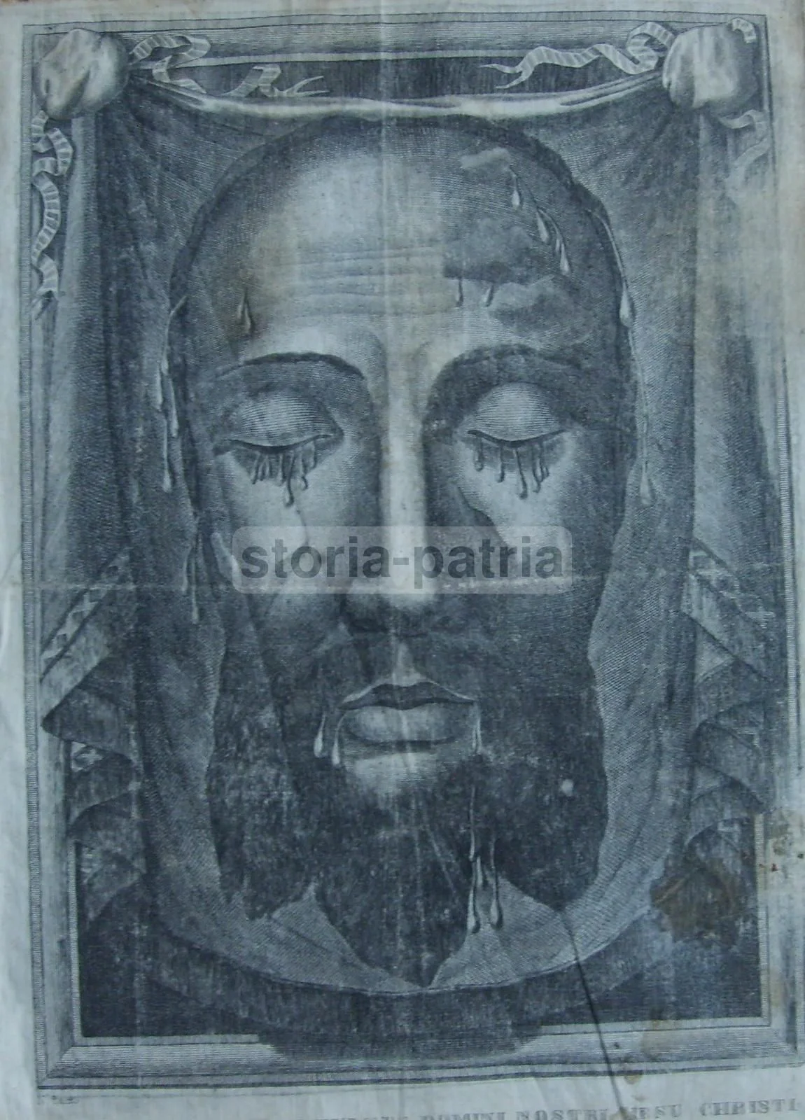 Antique Devotional Print of the Face of Christ, N. Banzo, 1879