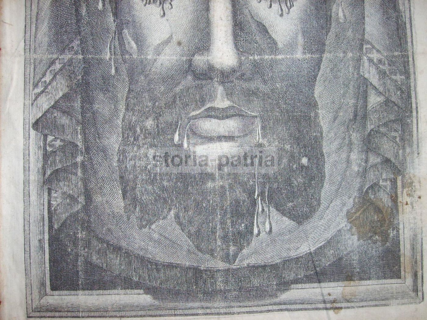 Antica Stampa Devozionale Del Volto Di Cristo, N. Banzo, 1879