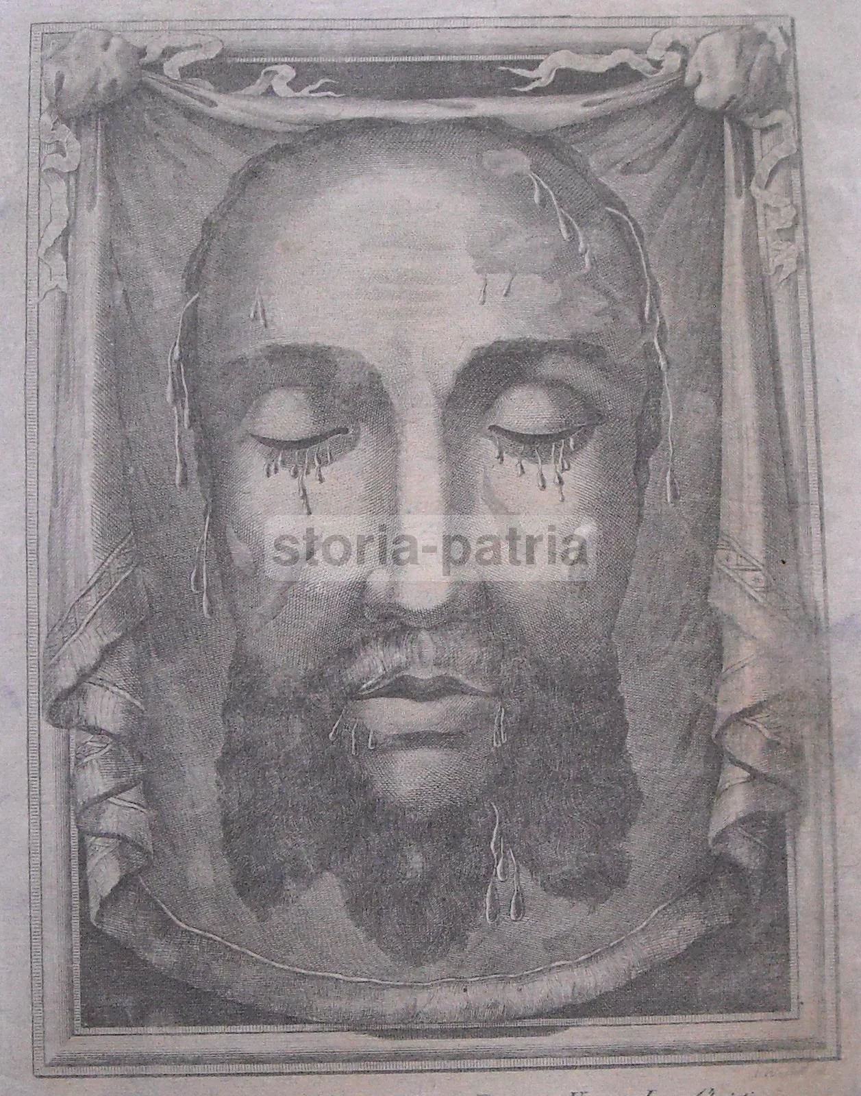 Devotional Print of the Face of Christ, Engraving by A. Puccinelli, Late 18th - Early 19th Century