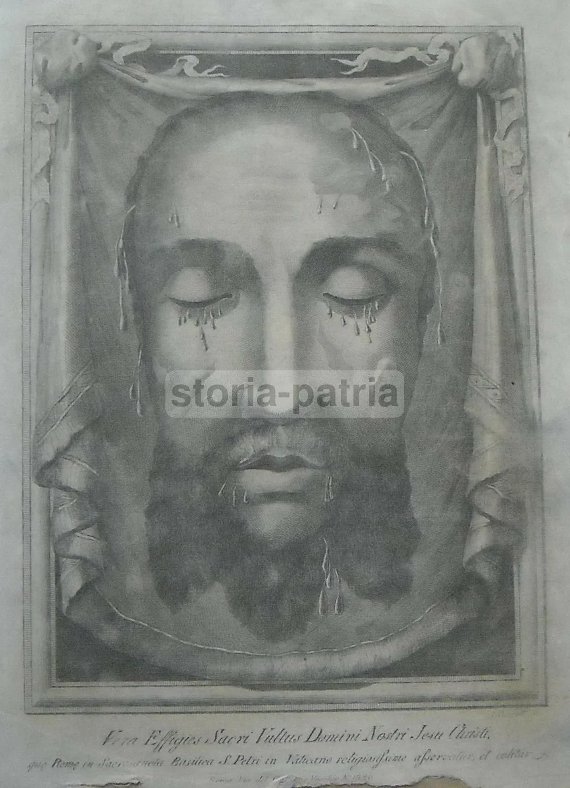 Devotional Print of the Face of Christ, Engraving by A. Puccinelli, Late 18th - Early 19th Century