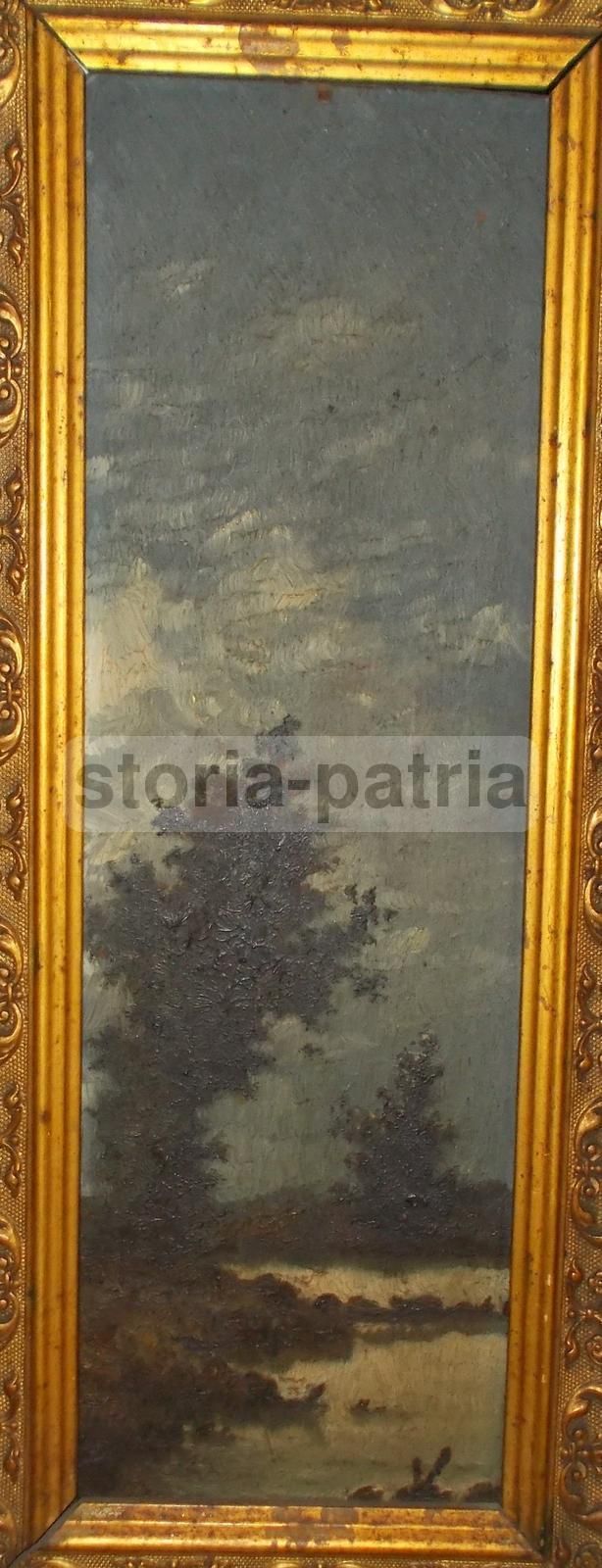Antico Dipinto Paesaggio Campagna Romana, Olio Su Cartone, XIX Secolo