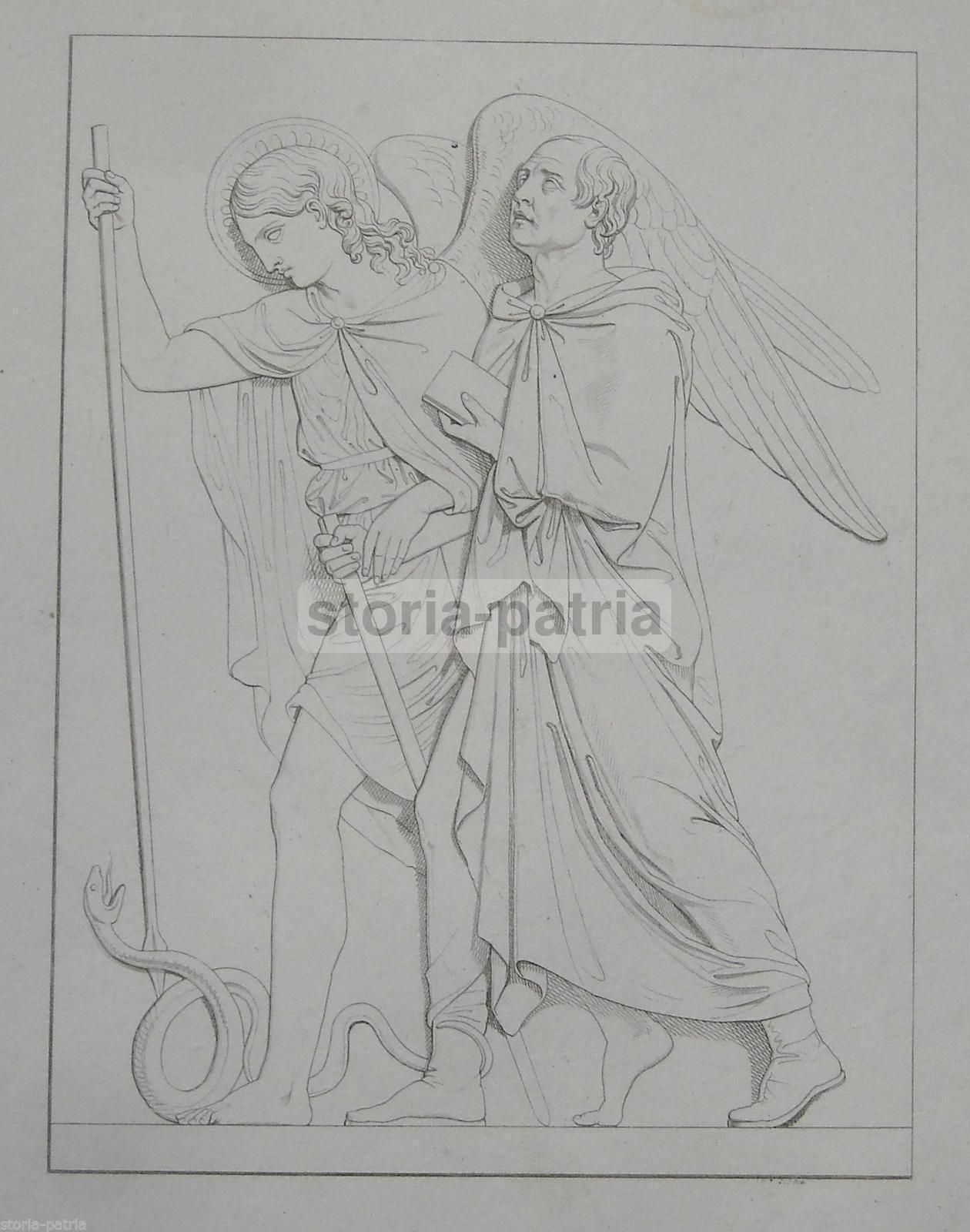 Bassorilievo Di John Gibson, Incisione Di G. Wenzel Su Disegno Di Guglielmi, Metà XIX Secolo