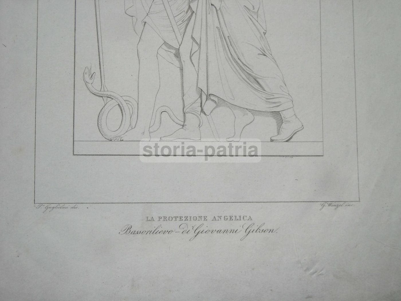 Bassorilievo Di John Gibson, Incisione Di G. Wenzel Su Disegno Di Guglielmi, Metà XIX Secolo