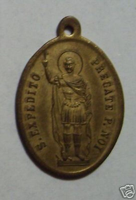 Medaglia Devozionale Antica San Espedito, Primi '900, Ottone Dorato