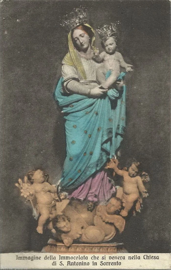 Cartolina Immacolata, Chiesa di Sant'antonino, Sorrento, 1922, Garioni