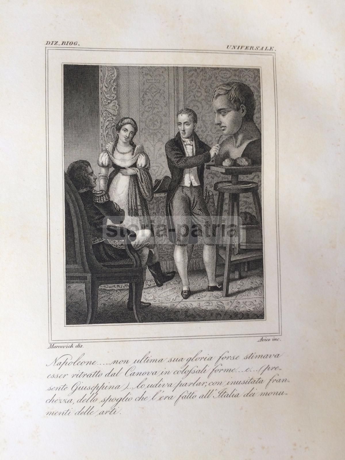Incisione Antonio Canova, Napoleone E Giuseppina, Avico E Marcovich, 1840 Circa