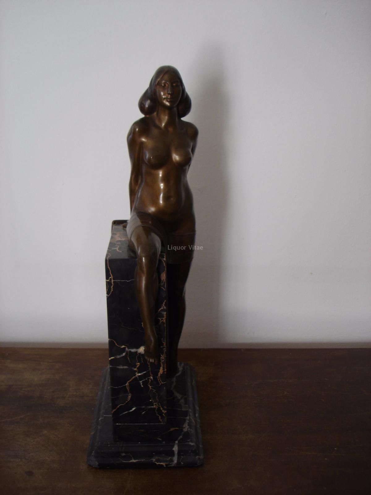 Scultura In Bronzo Di Antonio De Val, Donna Seminuda, Anni '30, Area Napoletana