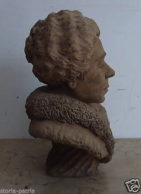 Busto In Terracotta Di Gentildonna, Firmato R. Fabini, Area Napoletana, Fine XIX Secolo