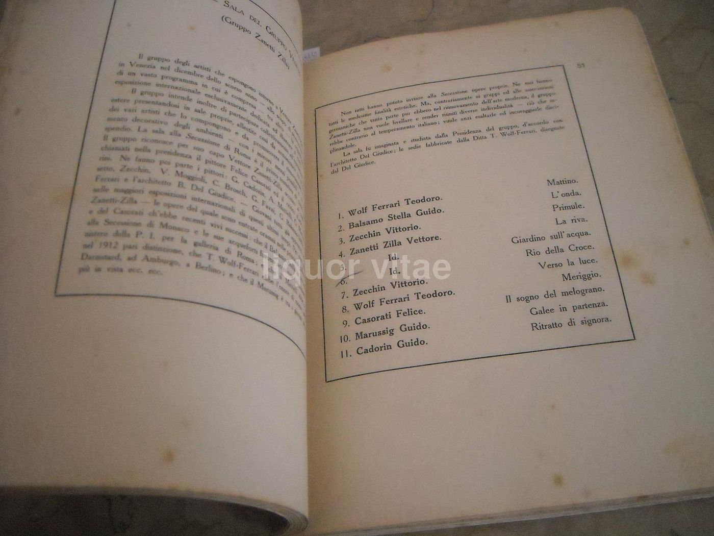 Catalogo Prima Esposizione Internazionale d'Arte Della "Secessione", Roma 1913
