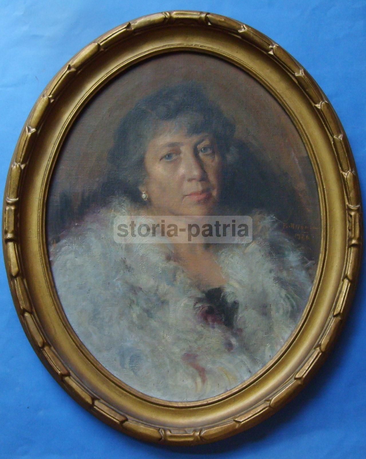 Ritratto Di Gentildonna, Beppe Assenza, 1926   Olio Su Tela Ovale
