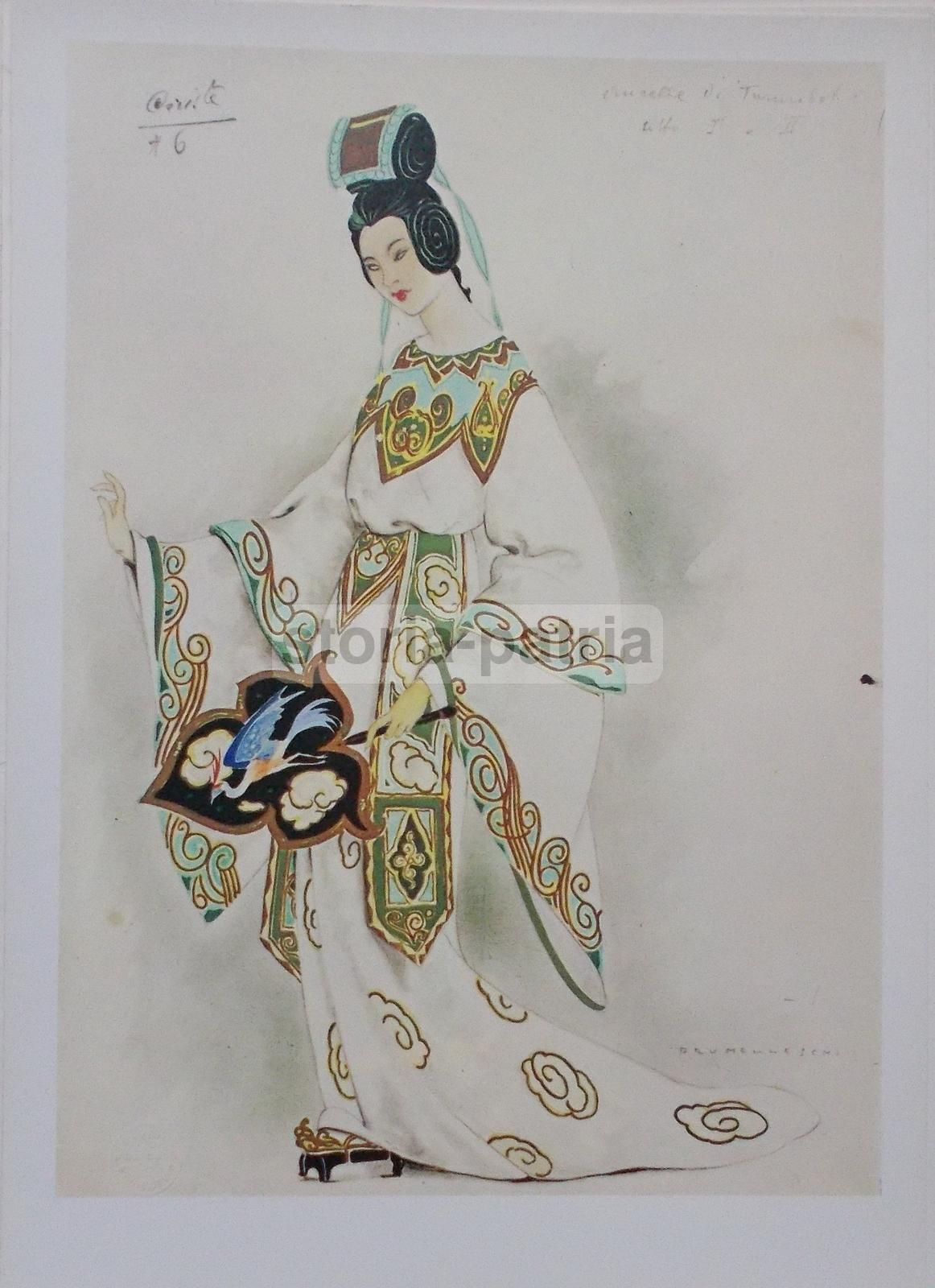Figurini Turandot Brunelleschi 1979: Otto Tavole Per Il Teatro Comunale Di Firenze