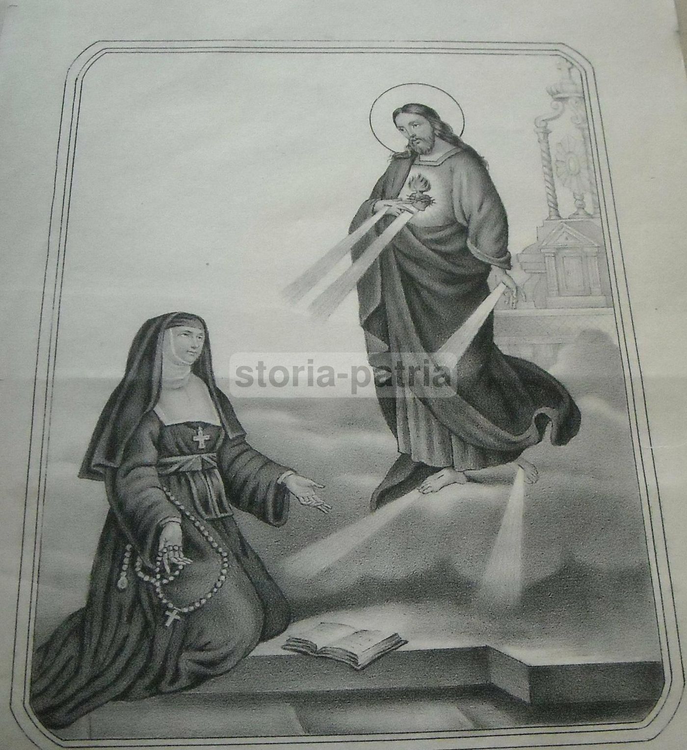 Stampa Popolare Devozionale Margherita Alacoque Napoli 1800