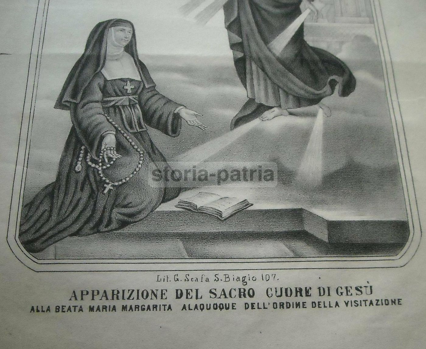 Stampa Popolare Devozionale Margherita Alacoque Napoli 1800