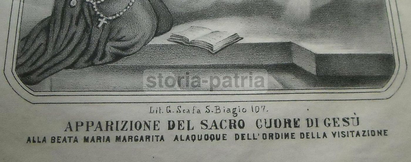 Stampa Popolare Devozionale Margherita Alacoque Napoli 1800