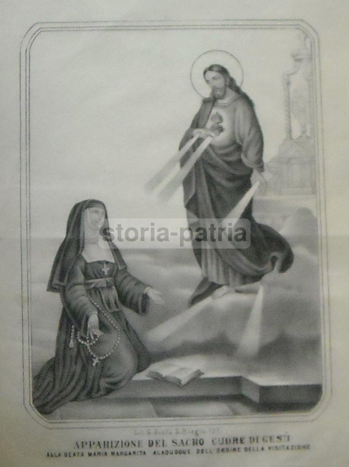 Stampa Popolare Devozionale Margherita Alacoque Napoli 1800
