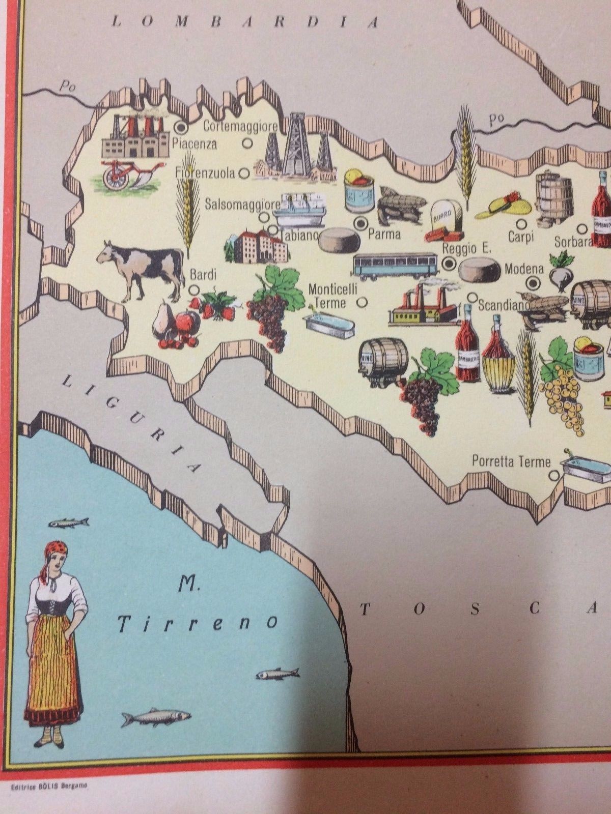Mappa Economica Emilia Romagna Anni '50 Edizioni Bolis