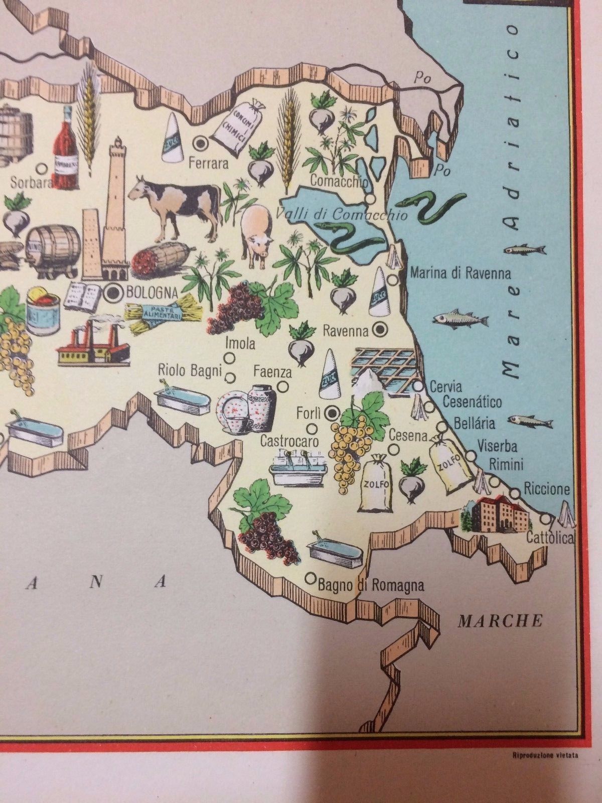 Mappa Economica Emilia Romagna Anni '50 Edizioni Bolis