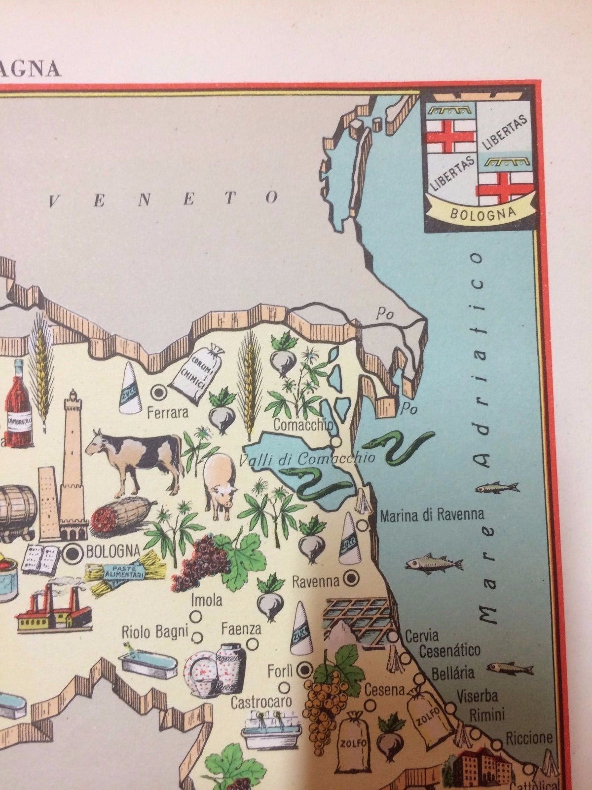 Mappa Economica Emilia Romagna Anni '50 Edizioni Bolis