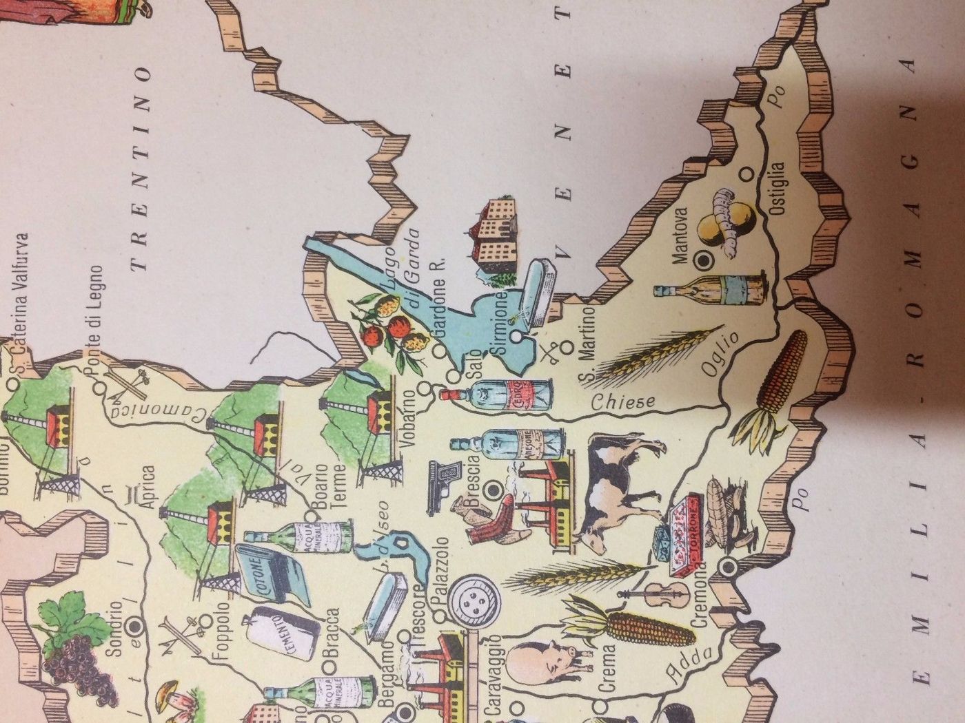 Mappa Economica Lombardia Anni '50, Bolis Bergamo, Como, Brescia, Pavia