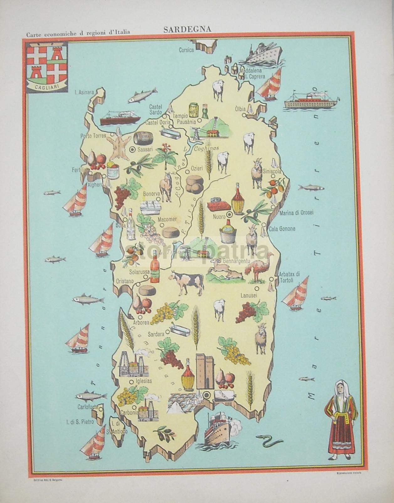 Mappa Economica Lombardia Anni '50, Bolis Bergamo, Como, Brescia, Pavia