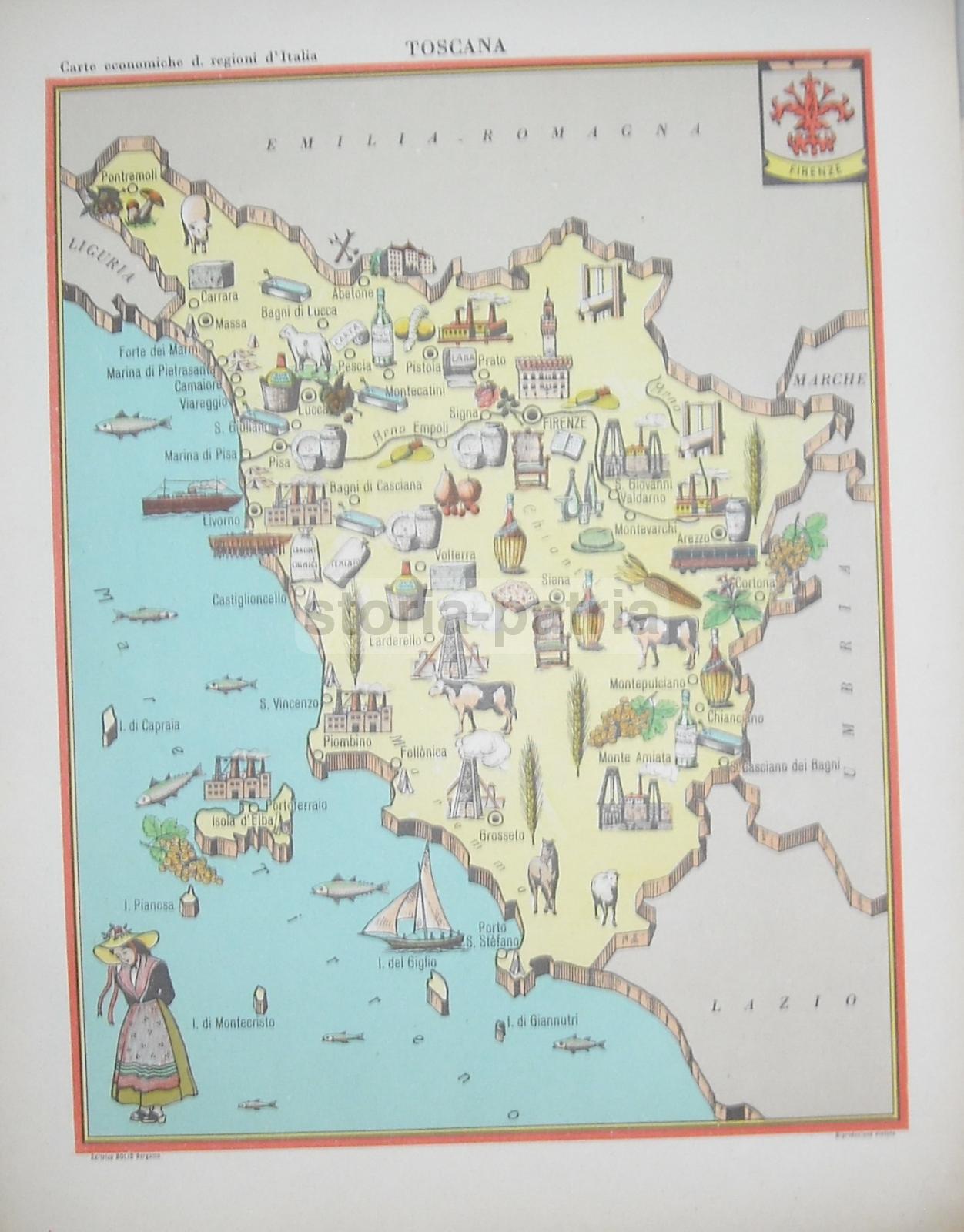Mappa Economica Lombardia Anni '50, Bolis Bergamo, Como, Brescia, Pavia