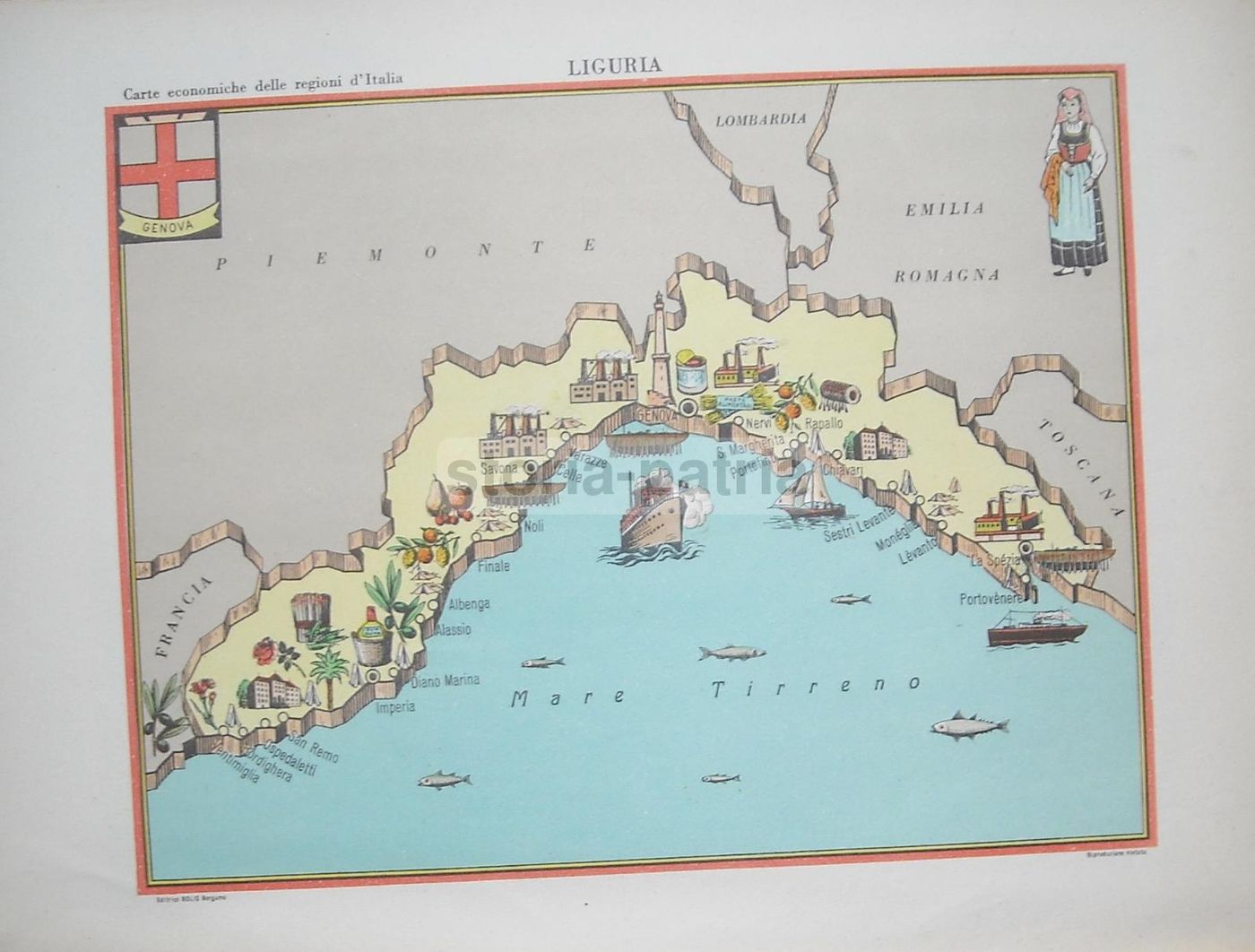 Mappa Economica Lombardia Anni '50, Bolis Bergamo, Como, Brescia, Pavia