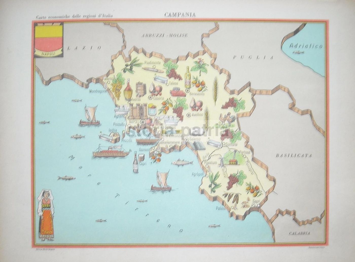 Mappa Economica Lombardia Anni '50, Bolis Bergamo, Como, Brescia, Pavia