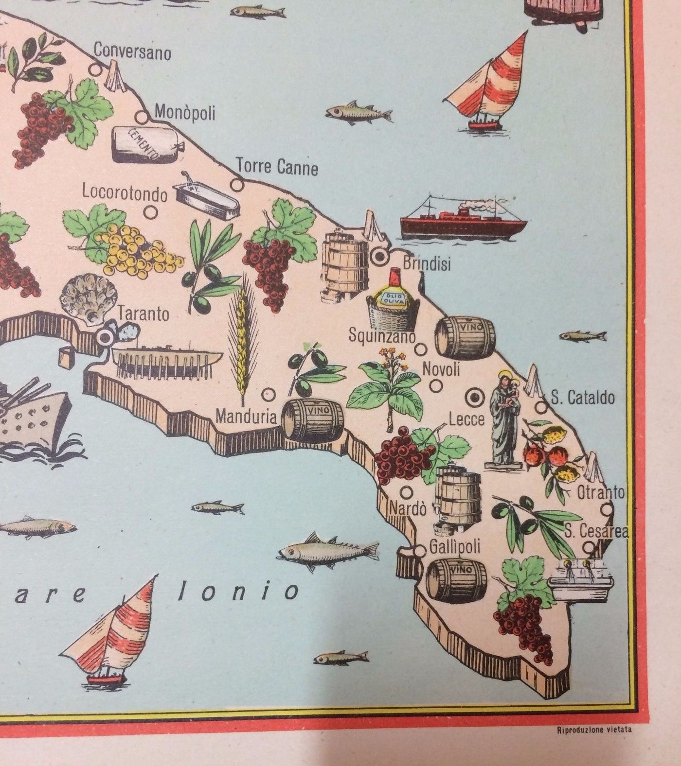 Mappa Economica Puglia E Basilicata Anni '50 Edizioni Bolis