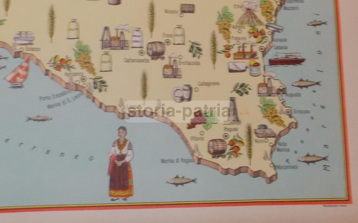 Mappa Economica Della Sicilia, Anni '50: Ragusa, Taormina, Siracusa, Marsala